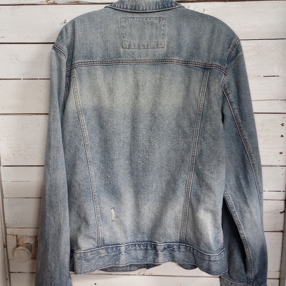 Vintage Express Men's Jeans Denim Jacket Size Medium Light Blue Distressed Jean - Picture 5 of 10